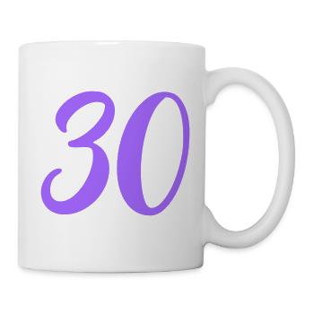Zahl 30 in Lavendel Kalligrafie - Tasse - Weiß - Rechts