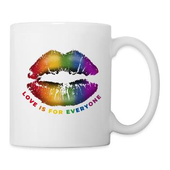 Lippe Kussmund Love is for everyone LGBTQ Regenbog - Tasse - Weiß - Rechts