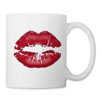 Lip Kissable Lips with Lipstick Red Shading - Mug - white - Right