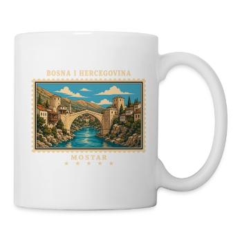 Bosnien und Herzegowina Mostar Vintage Reisemarke - Tasse - Weiß - Rechts