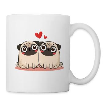 Mopspaar Mops - Tasse - Weiß - Rechts