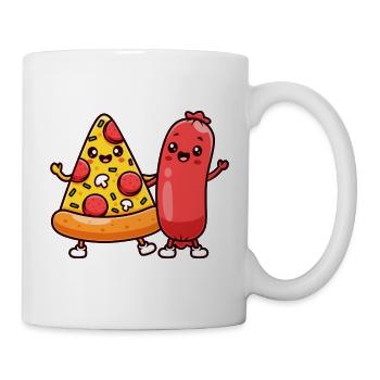 Pizzastück und Wurstfreunde - Tasse - Weiß - Rechts