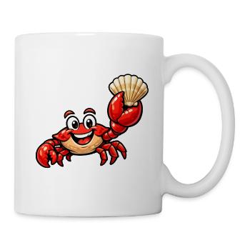 Krebs mit Muschel - Tasse - Weiß - Rechts