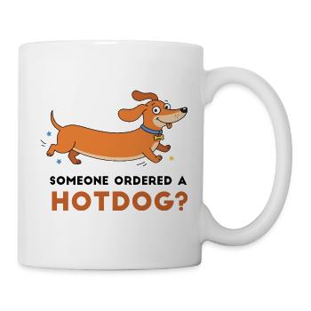 Hotdog? Verspielte Dackler-Illustration - Tasse - Weiß - Rechts