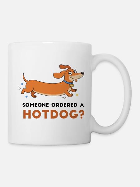 Hot dog ? Illustration ludique du teckel - Mug blanc - blanc