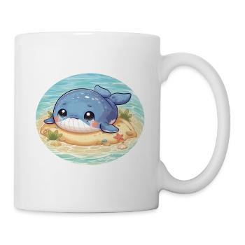 Wal auf Sandbank im Meer - Tasse - Weiß - Rechts