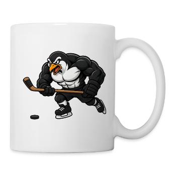 Pinguin Eishockey Spieler Comic Motiv - Tasse - Weiß - Rechts