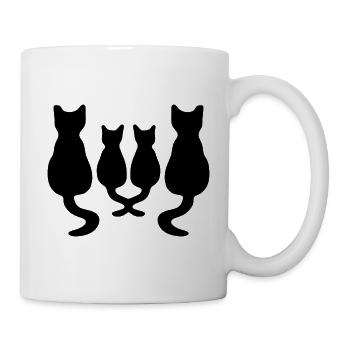katzenfamilie Silhouette - Tasse - Weiß - Rechts