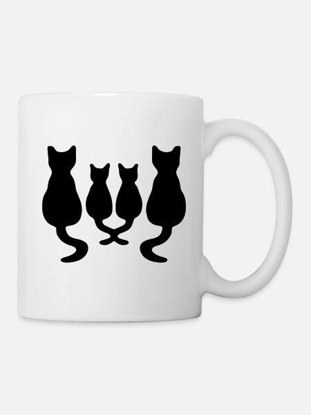 cat family silhouette - Mug - white