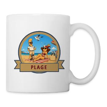 Kek & Ina à la plage - Mug blanc - blanc - Droite