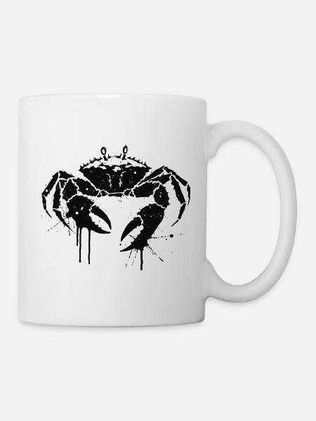 Schwarze Krabbe tropft Tinte - Tasse - Weiß