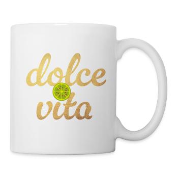 Dolce Vita Limette Gold Zitrone Italien Deko Quote - Tasse - Weiß - Rechts
