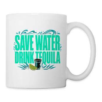 Save Water, Drink Tequila - Funny Shirt - Mug - white - Right