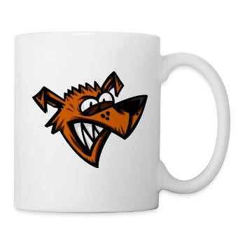 Lustiger Verrückter Hund Cartoon Kopf - Tasse - Weiß - Rechts