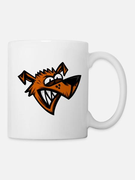Funny Crazy Dog Cartoon Head - Mug - white