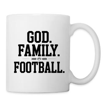 Gott. Familie. Fußball. - Tasse - Weiß - Rechts