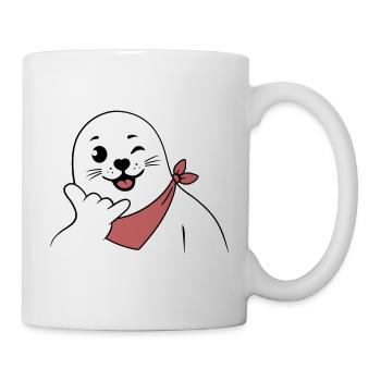 Winking Seal Wearing a Bandana Throwing Shaka Sign - Mug - white - Right