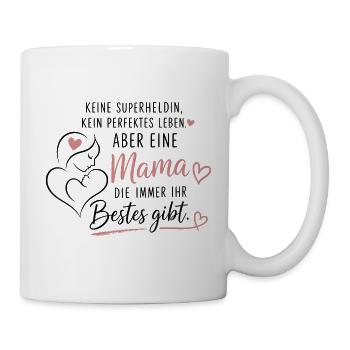 Mama mit Herz – Beste Mama - Tasse - Weiß - Rechts