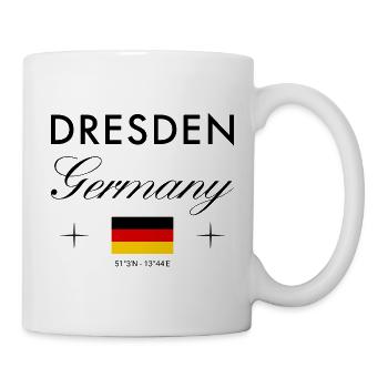 Dresden Deutschland Koordinaten Reise Souvenir - Tasse - Weiß - Rechts
