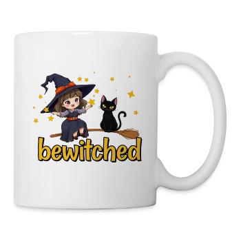 Sorcière et chat dans la magie des étoiles - Mug blanc - blanc - Droite