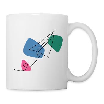 Line Art Paper Airplane with Color Background - Mug - white - Right