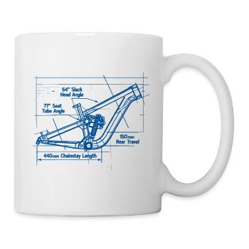 MTB Blueprint: Full-Suspension Frame Tech - Mug - white - Right