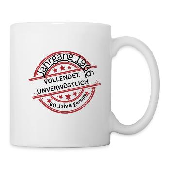 Jahrgang 1966, 60 Jahre alt, Geburtstag  - Tasse - Weiß - Rechts