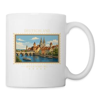 Deutschland Regensburg Vintage Reisemarke - Tasse - Weiß - Rechts