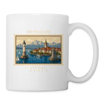 Deutschland Lindau Vintage Reisemarke - Tasse - Weiß - Rechts