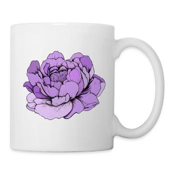 Art en ligne de pivoine violette - Mug blanc - blanc - Droite