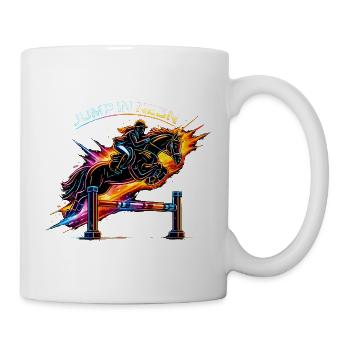 Jump in Neon – Equestrian Sports & Show Jumping - Mug - white - Right