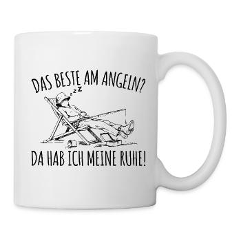 Angeln Da hab ich meine Ruhe Angler im Liegestuhl - Tasse - Weiß - Rechts