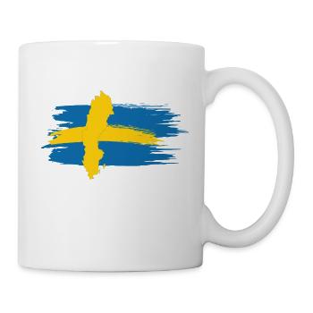 Schweden – Blau Gelb Landkarte Brush Design - Tasse - Weiß - Rechts