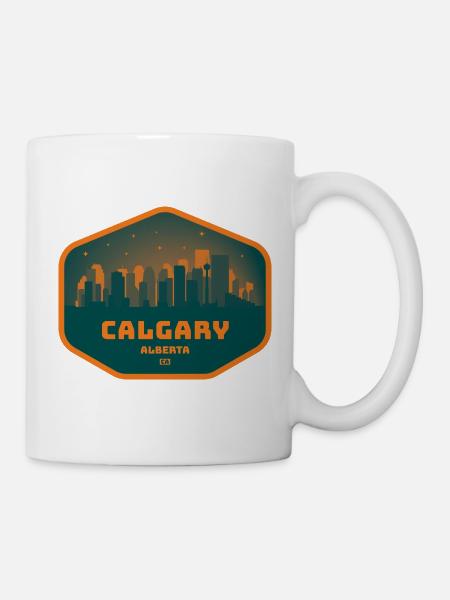 Calgary Skyline Nacht - Tasse - Weiß