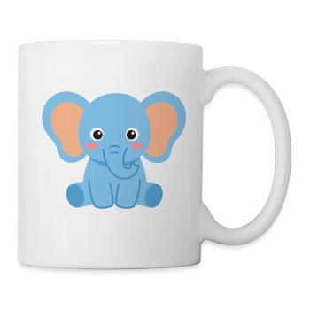 Kleiner blauer Elefant Print - Tasse - Weiß - Rechts
