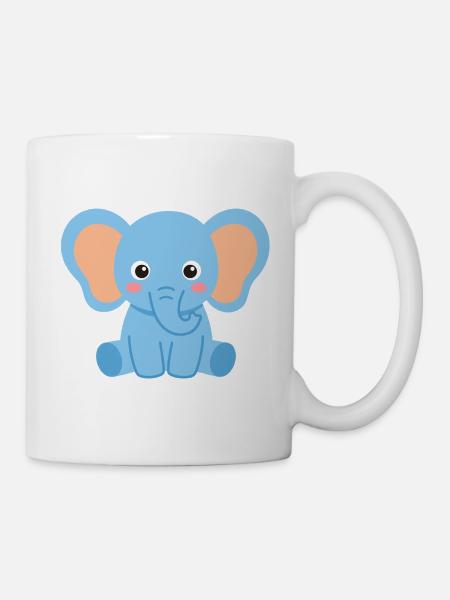 Kleiner blauer Elefant Print - Tasse - Weiß