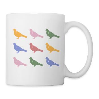 Bunte Tauben Geschenk für Taubenliebhaber - Tasse - Weiß - Rechts