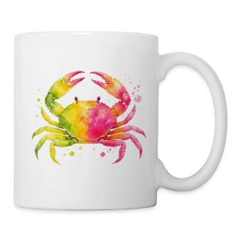 Farbenfrohe Krabbe in leuchtenden Sommerfarben - Tasse - Weiß - Rechts