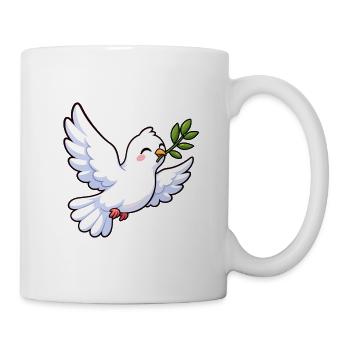 Friedens-Taube mit Olivenzweig - Tasse - Weiß - Rechts