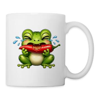 Frosch Chili Scharf Lustiger Cartoon - Tasse - Weiß - Rechts