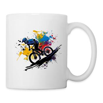 Mountainbiking Zeichnung - Tasse - Weiß - Rechts