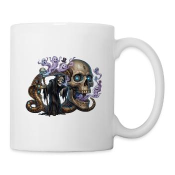 Das lustige Skelett – keltische Steampunk-Fantasie - Tasse - Weiß - Rechts