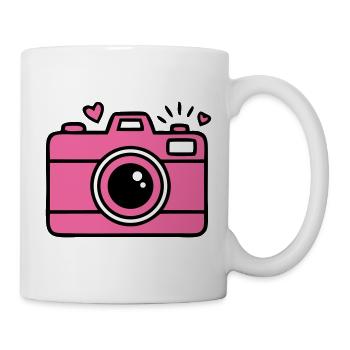 Pinke Retro Kamera Icon - Tasse - Weiß - Rechts