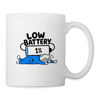 Niedriger Akku – Funny Cat Geek 1% Akku - Tasse - Weiß - Rechts