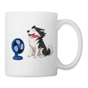 Husky im Gegenwind - Tasse - Weiß - Rechts