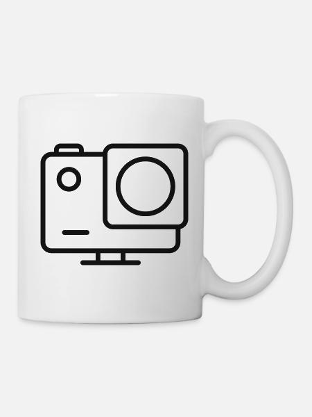 Aktions-Kamera-Liniensymbol - Tasse - Weiß