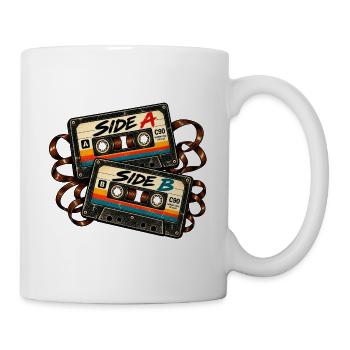 Seite A / Seite B – Kassette Vintage - Tasse - Weiß - Rechts
