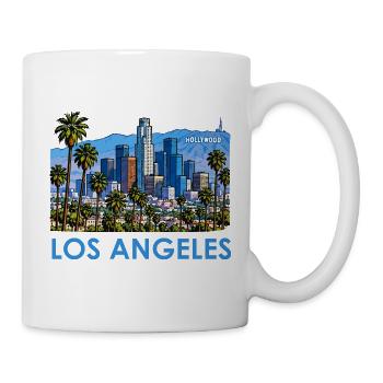 Los Angeles Skyline Palmen Illustration - Tasse - Weiß - Rechts
