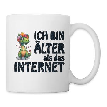 Ich bin älter als das Internet - Hippie Dino  - Tasse - Weiß - Rechts