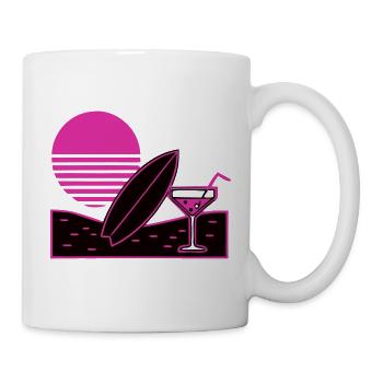 Surfbrett Cocktail Strand Logo - Tasse - Weiß - Rechts